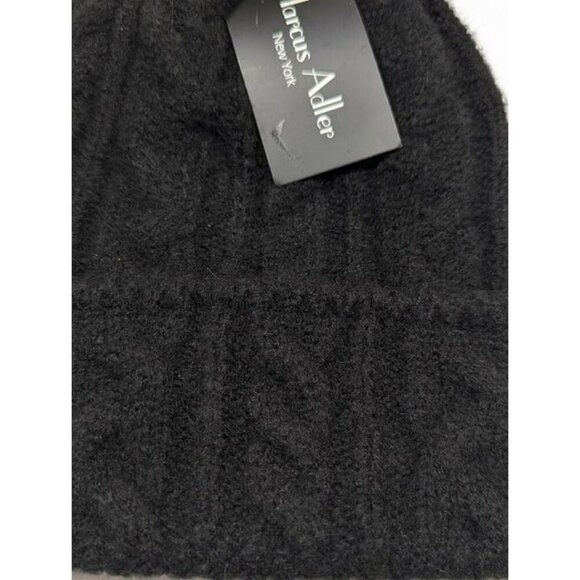 Marcus Adler Women's Black Cable Knit Faux Fur Pom Beanie O/S (MSRP $48) - Picture 2 of 4